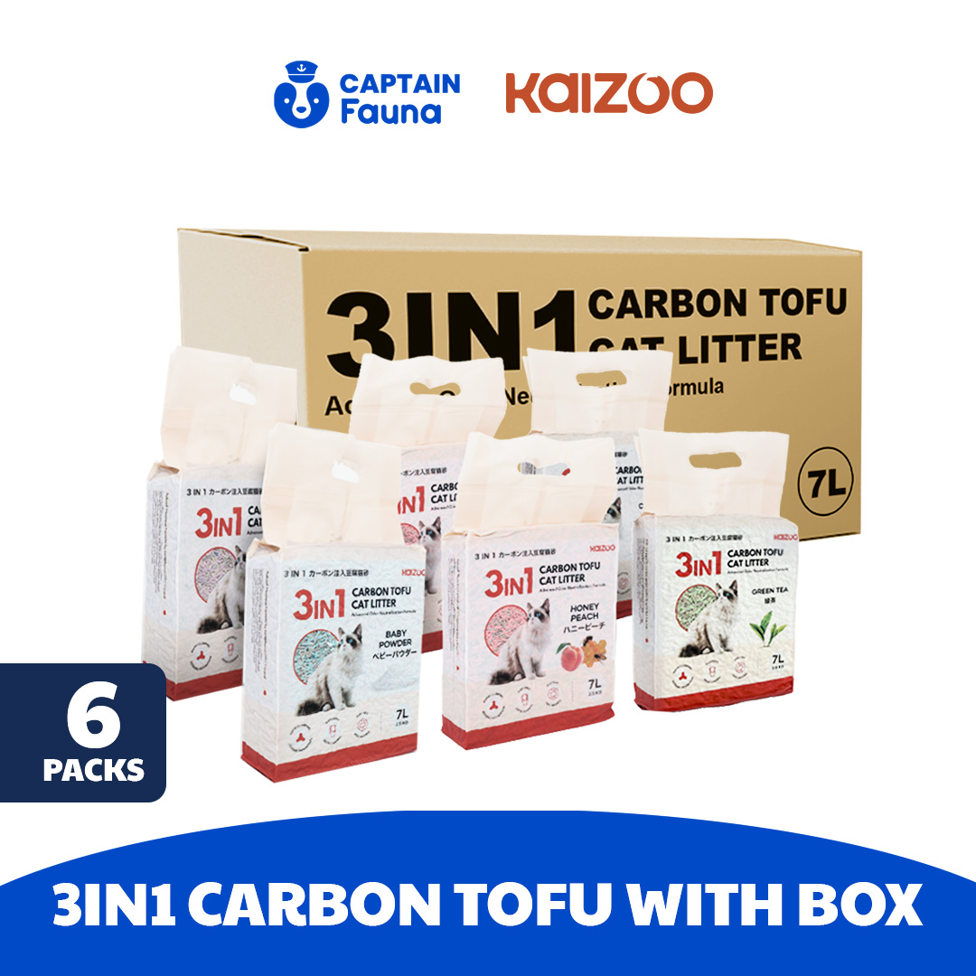 Bundling Kaizoo 3 in 1 Carbon Tofu Cat Litter Pasir Kucing 7L Paket Kardus Carton